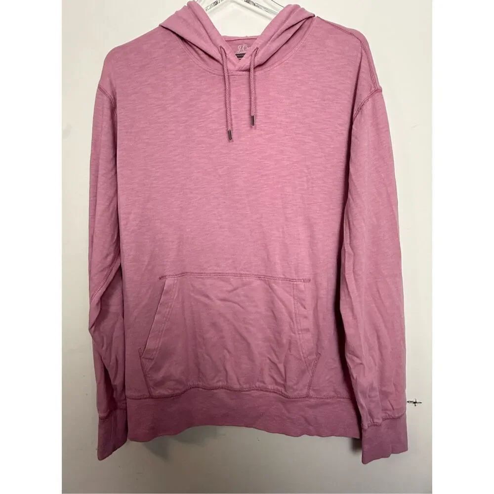 J Crew Mens Garment-dyed slub cotton hoodie AK980 Large Rose